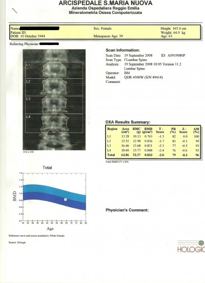 Densitometria óssea,Exame,vértebras,osteoporose,osteopenia,valores